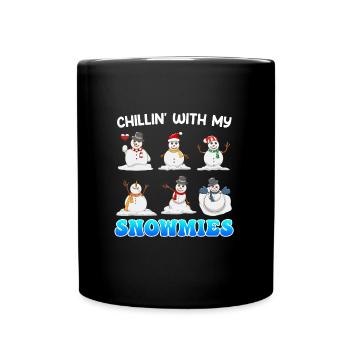 Chill out with my Snowmies Merry Christmas - Full Colour Mug - black - Front