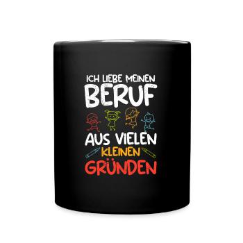 I love my job in kindergarten - Full Colour Mug - black - Front