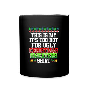 Ugly Christmas warme Weihnachten - Tasse einfarbig - Schwarz - Vorne