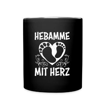 Ich bin eine Hebamme mit Herz Hebamme - Tasse einfarbig - Schwarz - Vorne
