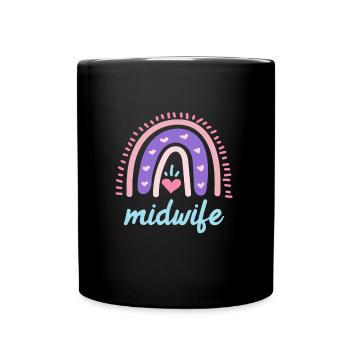 Ich liebe Kinder Regenbogen ich bin eine Hebamme - Tasse einfarbig - Schwarz - Vorne