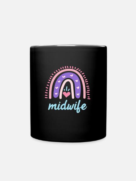 Ich liebe Kinder Regenbogen ich bin eine Hebamme - Tasse einfarbig - Schwarz