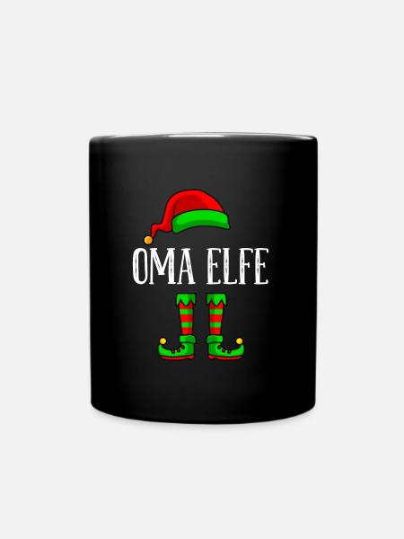 Oma Elfe Weihnachten Großmutter lustige Elfe - Tasse einfarbig - Schwarz