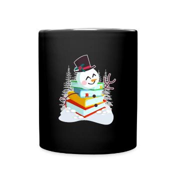 Livres Bonhomme de neige Lecture Bookworm Éditeur - Mug uni - noir - Devant