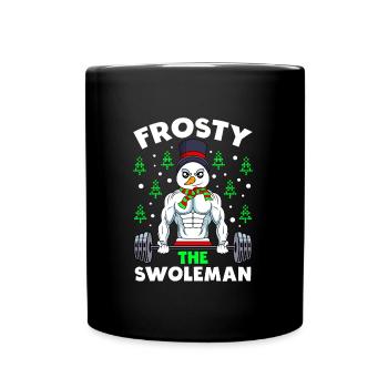 Ugly Christmas Bodybuilder Snowman - Full Colour Mug - black - Front