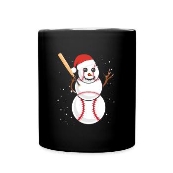Baseball Schneemann Baseball Spieler Baseballer - Tasse einfarbig - Schwarz - Vorne