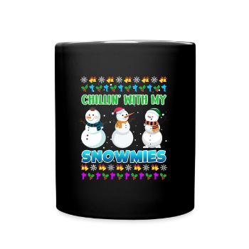 Chillin avec mon bonhomme de neige rigolo Snowmies - Mug uni - noir - Devant