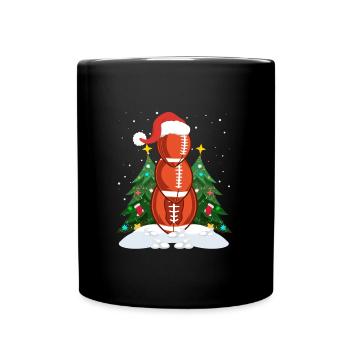 Rugy Snowman Football Player Football - Full Colour Mug - black - Front