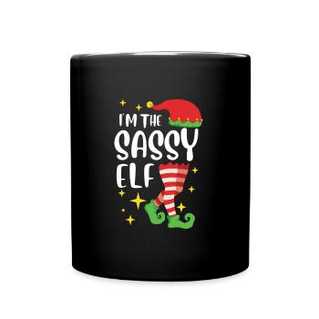 Freche Elfe Ich bin die sassy Elfe Nikolaus - Tasse einfarbig - Schwarz - Vorne