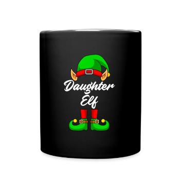 daughter elf christmas family girl - Full Colour Mug - black - Front