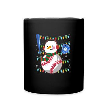 Baseball Snowman Baseball Player - Full Colour Mug - black - Front