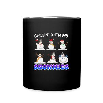 Chill out with my Snowmies Merry Christmas - Full Colour Mug - black - Front