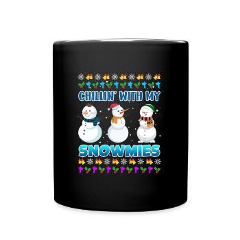 Chillin avec mon bonhomme de neige rigolo Snowmies - Mug uni - noir - Devant