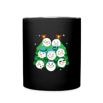 Tannenbaum Snowmies Schneemann - Tasse einfarbig - Schwarz - Vorne