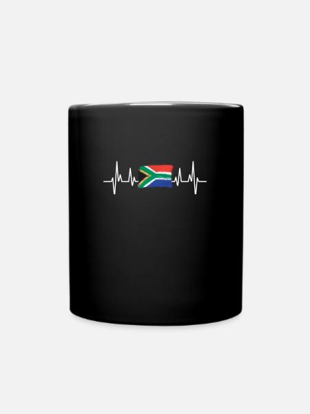 heartbeat south africa man humor gift - Full Colour Mug - black