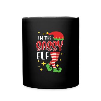 Freche Elfe Ich bin die sassy Elfe Nikolaus - Tasse einfarbig - Schwarz - Vorne