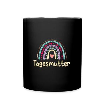 Kinder Kita Ich bin eine Tagesmutter - Tasse einfarbig - Schwarz - Vorne