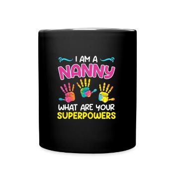 Quels sont vos superpouvoirs ? Je suis assistante maternelle - Mug uni - noir - Devant