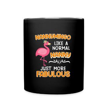 Flamingo Nannymingo nur viel besser Tagesmutter - Tasse einfarbig - Schwarz - Vorne