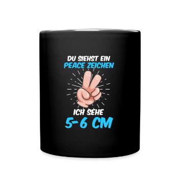 Du siehst ein Peace ich sehe 5-6 cm Hebamme - Tasse einfarbig - Schwarz - Vorne