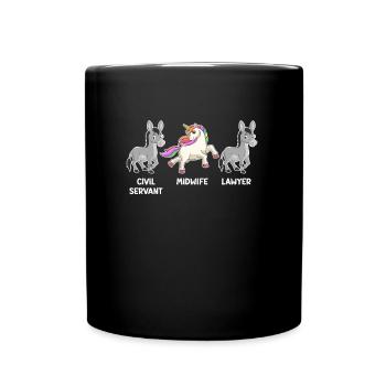 Licorne Avocate fonctionnaire Je suis sage-femme - Mug uni - noir - Devant