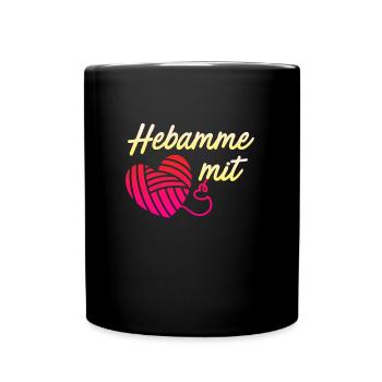 Ich bin eine Hebamme mit Herz Hebamme - Tasse einfarbig - Schwarz - Vorne
