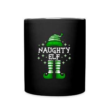 Naughty Elfe Weihnachten Nikolaus Elf - Tasse einfarbig - Schwarz - Vorne