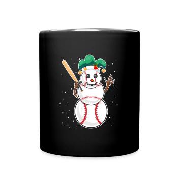 Baseball Schneemann Baseball Spieler Baseballer - Tasse einfarbig - Schwarz - Vorne