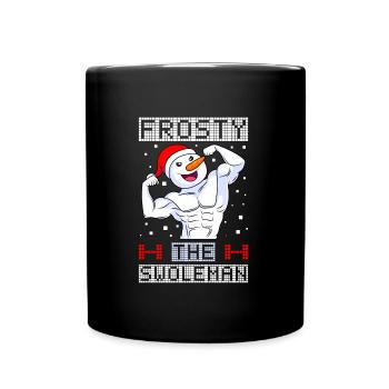 Frosty the Swoleman Bodybuilder Snowman - Full Colour Mug - black - Front