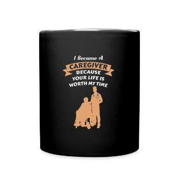 Dein Leben ist mir wichtig ich bin Altenpfleger - Tasse einfarbig - Schwarz - Vorne