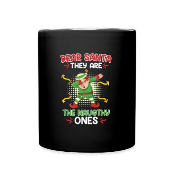Dear Santa they are the Naughty ones Elf Costume - Full Colour Mug - black - Front