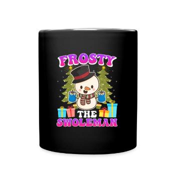 Frosty the Swoleman Snowman Weight Training - Full Colour Mug - black - Front