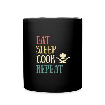 eat sleep cuisine homme humour chef cuisinier - Mug uni - noir - Devant