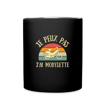 je peux pas j'ai mobylette homme vintage humour - Mug uni - noir - Devant
