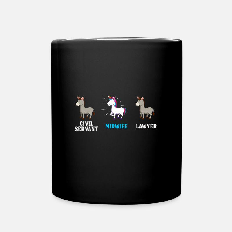Einhorn Beamter Anwalt Hebamme - Tasse einfarbig - Schwarz