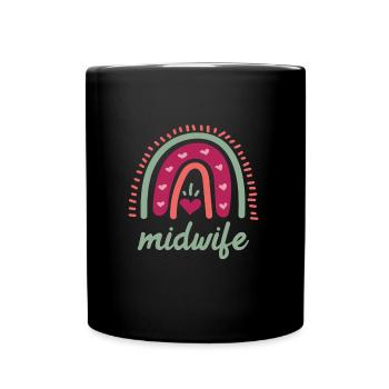 Ich liebe Kinder Regenbogen ich bin eine Hebamme - Tasse einfarbig - Schwarz - Vorne