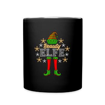Beauty Elfe Schminke Kosmetikerin Damen Weihnacht - Tasse einfarbig - Schwarz - Vorne