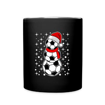 Fußball Nikolaus Fußball im Winter Fußball Fan - Tasse einfarbig - Schwarz - Vorne