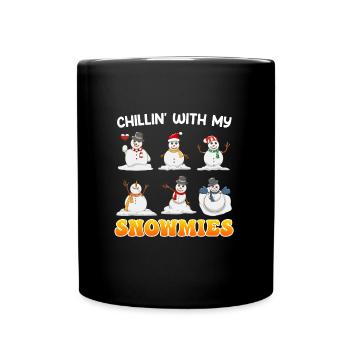 Chill out with my Snowmies Merry Christmas - Full Colour Mug - black - Front