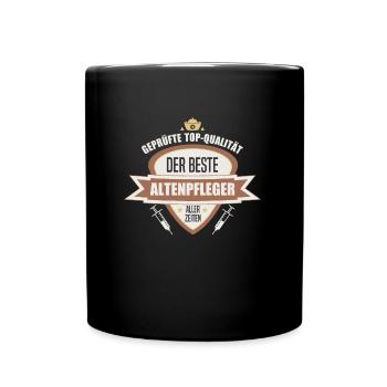 Geprüfte Top Qualität die beste Altenpflegerin - Tasse einfarbig - Schwarz - Vorne