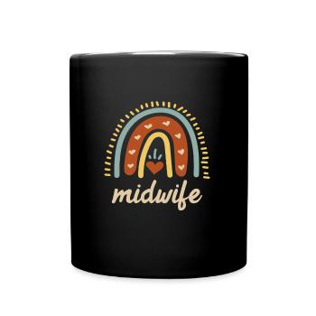 Ich liebe Kinder Regenbogen ich bin eine Hebamme - Tasse einfarbig - Schwarz - Vorne