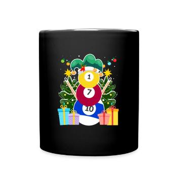 Billiard Kugeln Billard Schneemann Billiard - Tasse einfarbig - Schwarz - Vorne