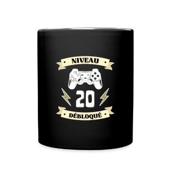 niveau 20 débloqué anniversaire 20 ans homme drole - Mug uni - noir - Devant