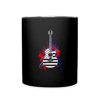 USA Gitarre Country Herzschlag Gitarrist - Tasse einfarbig - Schwarz - Vorne