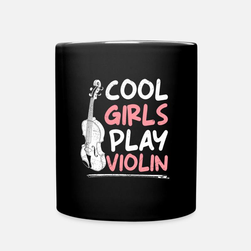 Musikerin Coole Mädchen spielen Geige - Tasse einfarbig - Schwarz