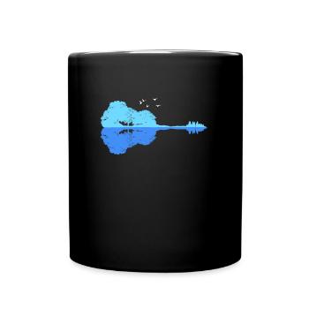 Lagerfeuer Natur Pfadfinder am See Gitarre - Tasse einfarbig - Schwarz - Vorne