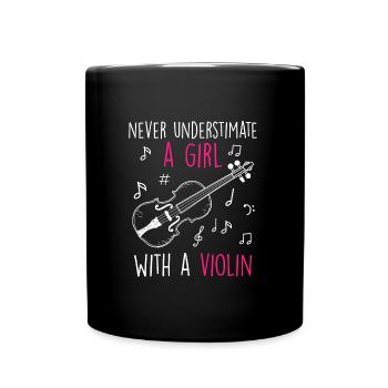 Don't underestimate a girl with a violin - Full Colour Mug - black - Front