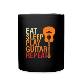 Nourriture guitare endormie jouer de la guitare - Mug uni - noir - Devant