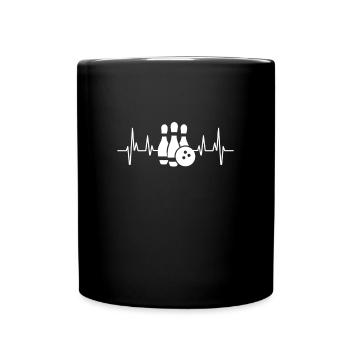 Herzschlag Bowling Mann Humor Spieler Geschenk - Tasse einfarbig - Schwarz - Vorne