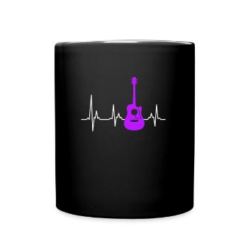 Musiker mein Herz schlägt für Gitarre - Tasse einfarbig - Schwarz - Vorne